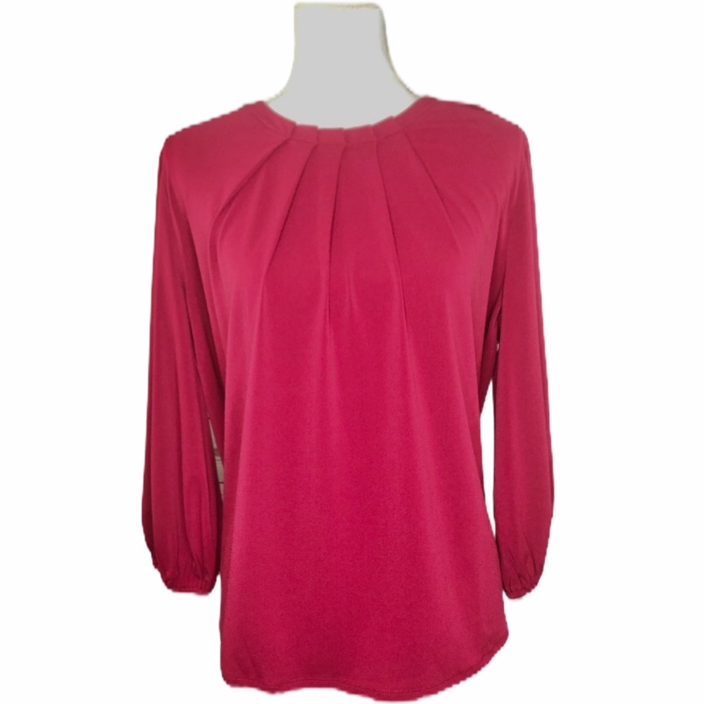 Adrianna Papell Dressy Long Sleeve Red Blouse - Picture 1 of 8